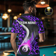Load image into Gallery viewer, Personalized Flame Purple 8 Ball Pool Billiard Shirt For Men Custom Billiard Team Jerseys TDM4472