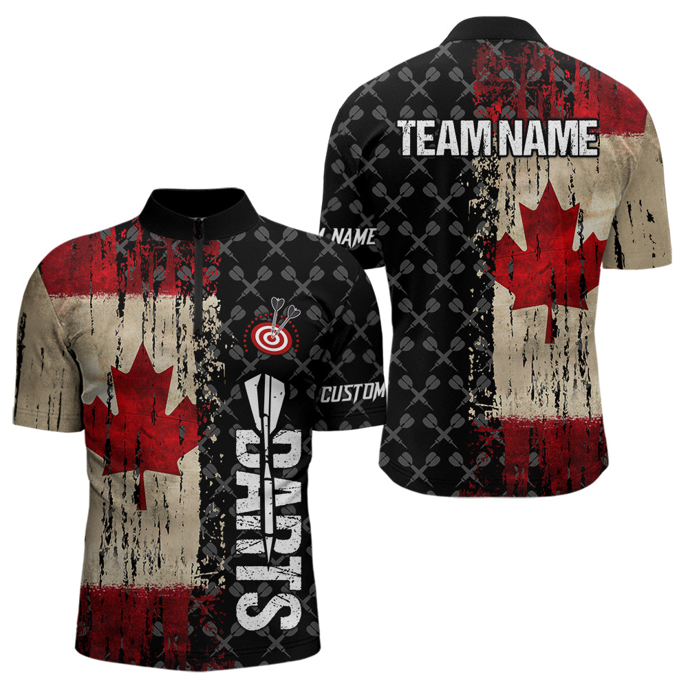 Grunge Vintage Canada Flag Custom Retro Dart Shirts For Men, Pride Team Patriotic Dart Jerseys TDM3691