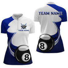 Load image into Gallery viewer, Personalized Billiard Tournament Sport Shirts, 8 Ball Pool Billiard Team Jersey For Women |Blue TDM1779