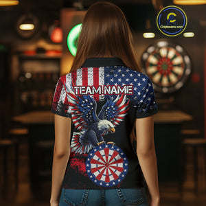 Personalized Patriotic Eagle Dartboard Jersey For Women Custom American Flag Darts Team Shirt TDM4755
