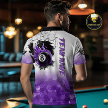 Load image into Gallery viewer, Custom White And Purple Hexagon 8 Ball Flame Billiard Shirt For Men, Funny Pool Team Jersey TDM4553