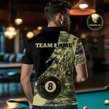 Load image into Gallery viewer, Personalized Flame 8 Ball Pool Military Green Camo Billiard Shirts For Men Custom Pool Team Jersey TDM4187