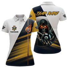 Load image into Gallery viewer, Personalized Grim Reaper 8 Ball Pool Billiard Shirts For Women,  Billiard Jerseys |Yellow TDM2994