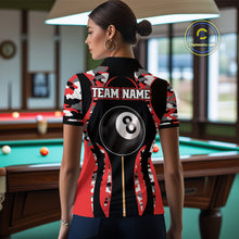 Load image into Gallery viewer, Custom Red Camouflage 8 Ball Pool Billiard Shirt For Women, Billiard Jersey Outfit, Pool Team Shirt TDM4204
