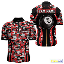 Load image into Gallery viewer, Custom Red Camouflage 8 Ball Pool Billiard Shirt For Men, Billiard Jersey Outfit, Pool Team Shirt TDM4204