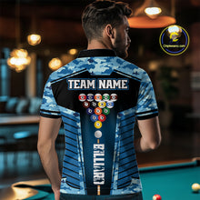 Load image into Gallery viewer, Custom Blue Camouflage 8 Ball Pool Billiard Shirt For Men, Billiard Jersey Outfit, Pool Team Shirt TDM4205