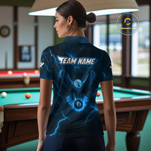 Load image into Gallery viewer, Personalized Eagle Thunder Lightning Blue Billiard Shirt For Women Custom 8 Ball Pool Team Jerseys TDM4381