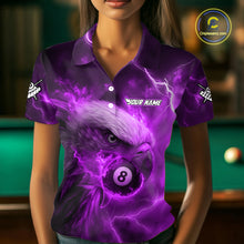 Load image into Gallery viewer, Personalized Eagle Thunder Lightning Purple Billiard Shirt For Women Custom 8 Ball Pool Team Jersey TDM4382