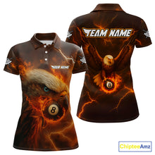Load image into Gallery viewer, Personalized Eagle Thunder Lightning Orange Billiard Shirt For Women Custom 8 Ball Pool Team Jerseys TDM4241