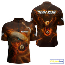 Load image into Gallery viewer, Personalized Eagle Thunder Lightning Orange Billiard Shirt For Men Custom 8 Ball Pool Team Jerseys TDM4241