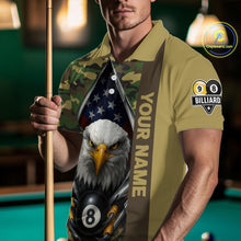 Load image into Gallery viewer, Green Camo American Flag Eagle 8 Ball &amp; 9 Ball Pool Jersey For Men Custom Billiard Team Shirt TDM4659