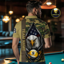 Load image into Gallery viewer, Green Camo American Flag Eagle 8 Ball &amp; 9 Ball Pool Jersey For Men Custom Billiard Team Shirt TDM4659
