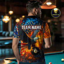 Load image into Gallery viewer, Personalized Flaming American Flag 8 Ball Eagle Billiard Shirt For Men, Patriotic Pool Team Jersey TDM4258