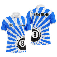Load image into Gallery viewer, Funny Grunge Billiard 8 Ball Men Polo &amp; Quarter-Zip Shirts Custom Blue 8 Ball Pool Jerseys Attire TDM1694