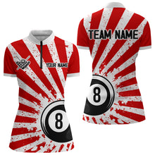 Load image into Gallery viewer, Funny Grunge Billiard 8 Ball Women Polo &amp; Quarter-Zip Shirts Custom Red 8 Ball Pool Jerseys Attire TDM1879