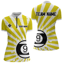 Load image into Gallery viewer, Funny Grunge Billiard 9 Ball Women Polo &amp; Quarter-Zip Shirts Custom Yellow 9 Ball Pool Jerseys Attire TDM1881