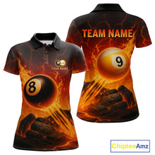 Load image into Gallery viewer, Personalized Fire 8 Ball &amp; 9 Ball Billiard Shirt For Women Custom Pool Team Jersey Polo &amp; 1/4 Zip TDM4281