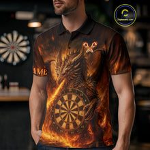Load image into Gallery viewer, Orange Flaming Dragon Darts Jersey For Men Custom Polo &amp; Quarter Zip Darts League Team Shirt TDM4555