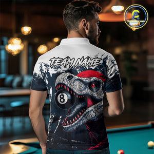 Personalized Dinosaur 8 Ball Billiard Shirt For Men Custom Billiard Team Shirts, Pool Jersey |Red TDM4766