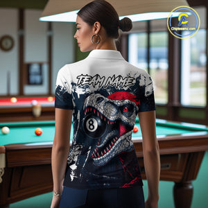 Personalized Dinosaur 8 Ball Billiard Shirt For Women Custom Billiard Team Shirts, Pool Jersey |Red TDM4766