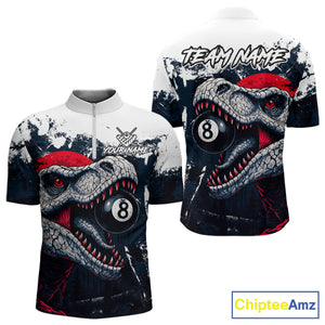 Personalized Dinosaur 8 Ball Billiard Shirt For Men Custom Billiard Team Shirts, Pool Jersey |Red TDM4766