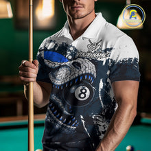 Load image into Gallery viewer, Personalized Dinosaur 8 Ball Billiard Shirt For Men Custom Billiard Team Shirts, Pool Jersey |Blue TDM4767