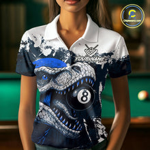 Load image into Gallery viewer, Personalized Dinosaur 8 Ball Billiard Shirt For Women Custom Billiard Team Shirts, Pool Jersey |Blue TDM4767