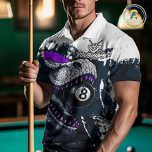 Load image into Gallery viewer, Personalized Dinosaur 8 Ball Billiard Shirt For Men Custom Billiard Team Shirt, Pool Jersey|Purple TDM4768