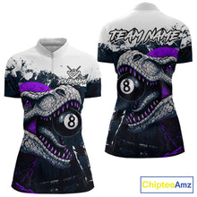 Load image into Gallery viewer, Personalized Dinosaur 8 Ball Billiard Shirt For Women Custom Billiard Team Shirt, Pool Jersey|Purple TDM4768