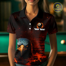 Load image into Gallery viewer, Personalized Eagle 8 Ball Fire Billiard Shirts For Women, 8 Ball Pool Team Shirts, Billiard Jerseys TDM4066