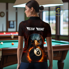 Load image into Gallery viewer, Personalized Eagle 8 Ball Fire Billiard Shirts For Women, 8 Ball Pool Team Shirts, Billiard Jerseys TDM4066
