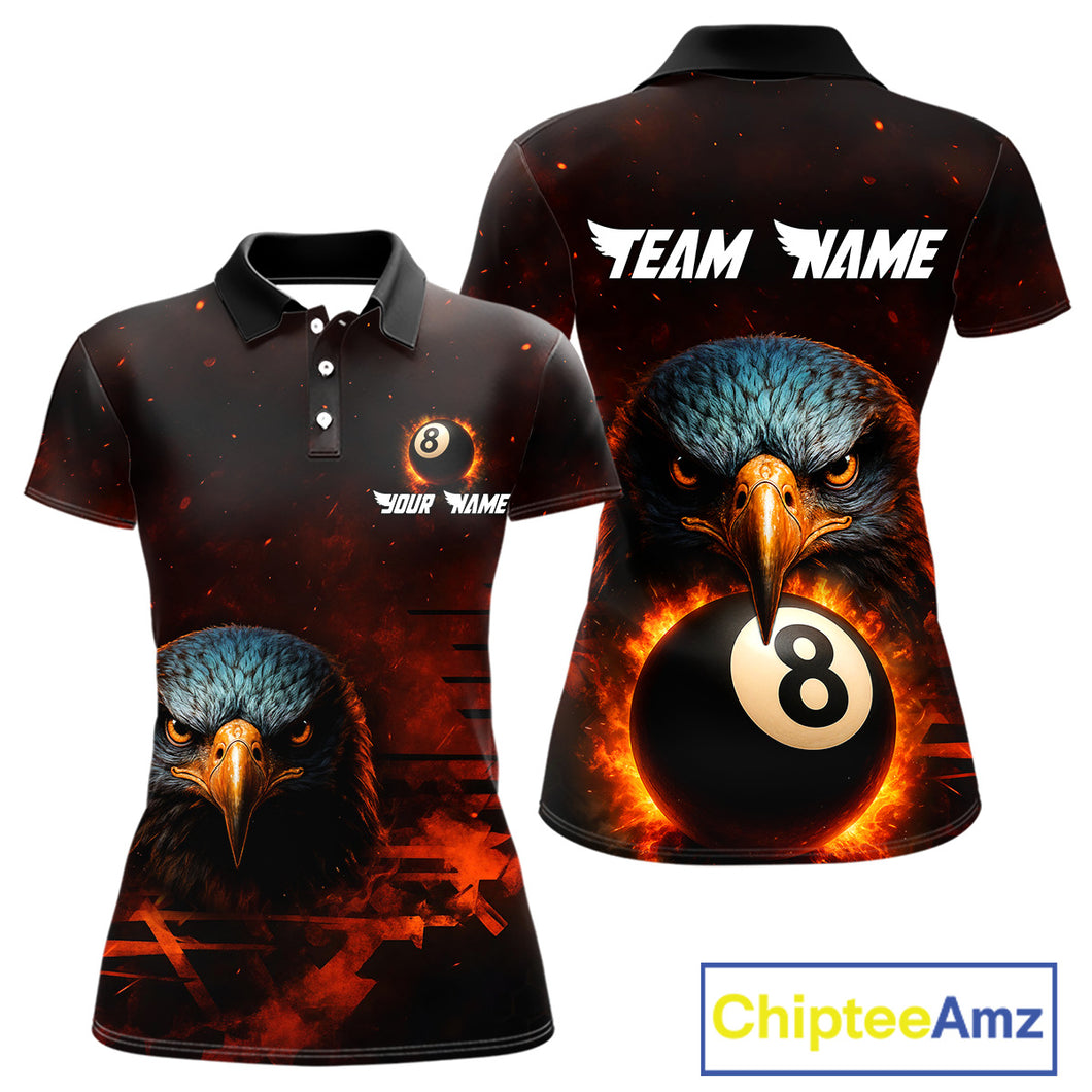 Personalized Eagle 8 Ball Fire Billiard Shirts For Women, 8 Ball Pool Team Shirts, Billiard Jerseys TDM4066