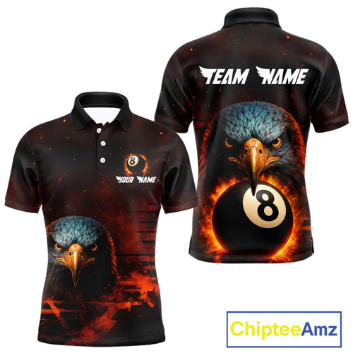 Personalized Eagle 8 Ball Fire Billiard Shirts For Men, 8 Ball Pool Team Shirts, Billiard Jerseys TDM4066