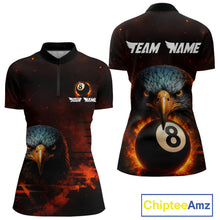 Load image into Gallery viewer, Personalized Eagle 8 Ball Fire Billiard Shirts For Women, 8 Ball Pool Team Shirts, Billiard Jerseys TDM4066