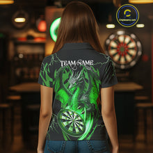 Load image into Gallery viewer, Personalized Skull &amp; Dragon Darts Shirt For Women Custom Lightning Dartboard Team Jersey |Green TDM4779