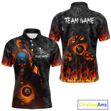 Load image into Gallery viewer, Personalized Grim Reaper Halloween Billiard Shirt For Men Custom Pumpkin 8 Ball Pool Team Jersey TDM4787