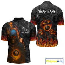 Load image into Gallery viewer, Personalized Grim Reaper Halloween Billiard Shirt For Men Custom Pumpkin 8 Ball Pool Team Jersey TDM4787