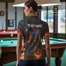Load image into Gallery viewer, Personalized Flaming Grim Reaper 8 Ball Pool Billiard Shirt For Women, Halloween Billiard Outfit TDM4788