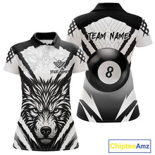 Load image into Gallery viewer, White Black Billiard Jersey Polo &amp; 1/4 Zip Custom 8 Ball Pool Wolf  Billiard Team Shirt For Women TDM4518