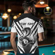 Load image into Gallery viewer, White Black Billiard Jersey Polo &amp; 1/4 Zip Custom 8 Ball Cobra Snake Billiard Team Shirt For Men TDM4519