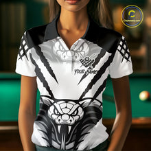 Load image into Gallery viewer, White Black Billiard Jersey Polo &amp; 1/4 Zip Custom 8 Ball Cobra Snake Billiard Team Shirt For Women TDM4519
