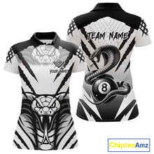 Load image into Gallery viewer, White Black Billiard Jersey Polo &amp; 1/4 Zip Custom 8 Ball Cobra Snake Billiard Team Shirt For Women TDM4519