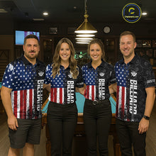 Load image into Gallery viewer, Grunge American Flag 8 Ball Pool Billiard Shirt For Women Custom Patriotic Billiard Team Jersey TDM5428