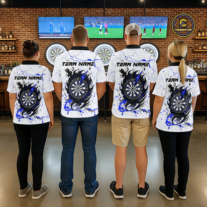 White Grunge Wolf Dart Shirt & Pocket Option Custom Women's Dart Jersey |Blue TDM5441