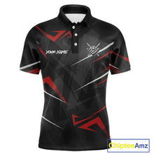 Load image into Gallery viewer, Black And Red 8 Ball Crown Billiard Shirt For Men Custom Pool Team Jersey Polo &amp; 1/4 Zip TDM5921