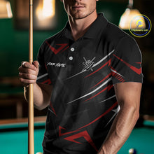 Load image into Gallery viewer, Black And Red 8 Ball Crown Billiard Shirt For Men Custom Pool Team Jersey Polo &amp; 1/4 Zip TDM5921
