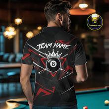 Load image into Gallery viewer, Black And Red 8 Ball Crown Billiard Shirt For Men Custom Pool Team Jersey Polo &amp; 1/4 Zip TDM5921