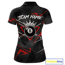 Load image into Gallery viewer, Black And Red 8 Ball Crown Billiard Shirt For Women Custom Pool Team Jersey Polo &amp; 1/4 Zip TDM5921
