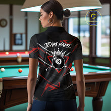Load image into Gallery viewer, Black And Red 8 Ball Crown Billiard Shirt For Women Custom Pool Team Jersey Polo &amp; 1/4 Zip TDM5921