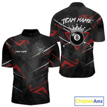 Load image into Gallery viewer, Black And Red 8 Ball Crown Billiard Shirt For Men Custom Pool Team Jersey Polo &amp; 1/4 Zip TDM5921